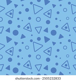 Seamless pattern of geometric shapes, triangle, circle. Suitable for children's decorative design, game background, web banner, interior design. Vector pattern.