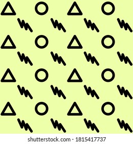 Seamless pattern, geometric shapes of triangles, circles, and curves. suitable for background, fashion, clothing design, covers, etc.