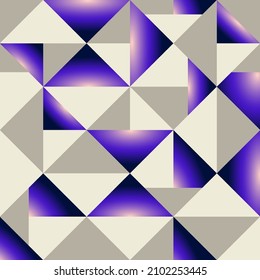 Seamless pattern of geometric shapes triangles rhombuses gray with blue gradient vector