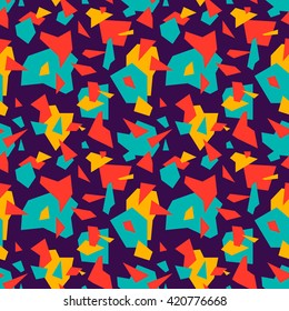 Seamless pattern of geometric shapes in vector. Colorful mosaic. Abstract camouflage texture.