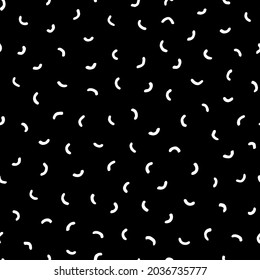 Seamless pattern with geometric shapes. White lines on black background. Hand drawn vector texture for print.