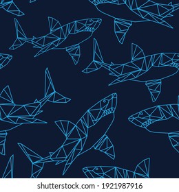 Seamless pattern of a geometric sharks background elements 