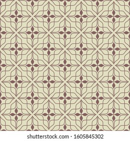 Seamless pattern with geometric and simple floral elements. Vector illustration