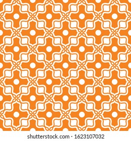Seamless pattern with geometric and simple floral elements. Vector illustration