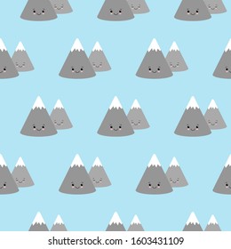 Seamless pattern with geometric snowy mountains. Cute mountains background.