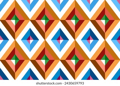 seamless pattern with geometric, square, diamond, zigzag, waves.