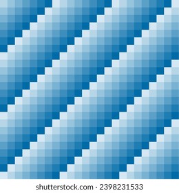 Seamless pattern geometric square shape background.Pixel pattern diagonal seamless wallpaper vector.Blue abstract pixel art.
