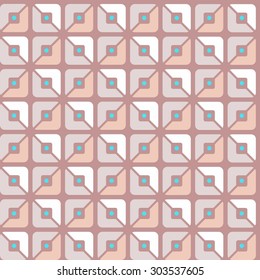 Seamless pattern, geometric, squares, pink, halves, background. Colored, flat, pattern of halves of grey and pink squares on a dark pink background. For prints, textile prints and decorating.  