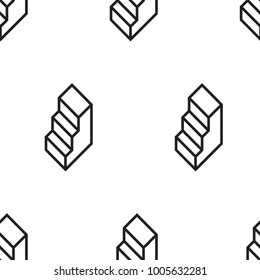 Seamless pattern with geometric stairs. Memphis design. 80s and 90s retro style. Abstract fashion background. Vector minimalistic illustration. Modern elegant wallpaper.