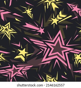 Seamless pattern with  geometric stars. Abstract modern endless background for fabric and fashion print. Vector ilustration.
