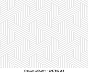 Seamless pattern with geometric stripped shapes. Stylish white texture. Abstract light background for textile, wrapper, wallpaper etc