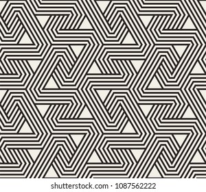 Seamless pattern with geometric stripped shapes. Stylish monochrome texture. Abstract background for textile, wrapper, wallpaper etc