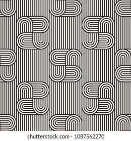 Seamless pattern with geometric stripped shapes. Stylish monochrome texture. Abstract background for textile, wrapper, wallpaper etc