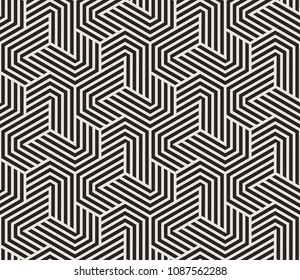 Seamless pattern with geometric stripped shapes. Stylish monochrome texture. Abstract background for textile, wrapper, wallpaper etc