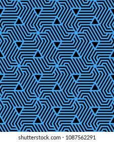 Seamless pattern with geometric stripped shapes. Stylish monochrome texture. Abstract background for textile, wrapper, wallpaper etc