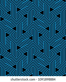 Seamless pattern with geometric stripped shapes. Stylish monochrome texture. Abstract background for textile, wrapper, wallpaper etc