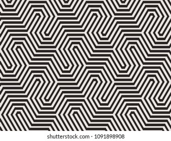 Seamless pattern with geometric stripped shapes. Stylish monochrome texture. Abstract background for textile, wrapper, wallpaper etc