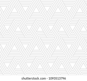 Seamless pattern with geometric stripped shapes. Stylish white texture. Abstract light background for textile, wrapper, wallpaper etc
