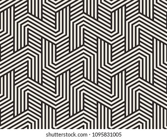 Seamless pattern with geometric stripped shapes. Stylish monochrome texture. Abstract background for textile, wrapper, wallpaper etc