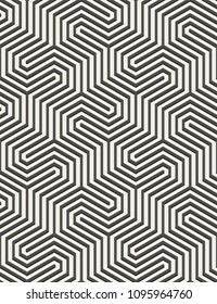 Seamless pattern with geometric stripped shapes. Stylish monochrome texture. Abstract background for textile, wrapper, wallpaper etc
