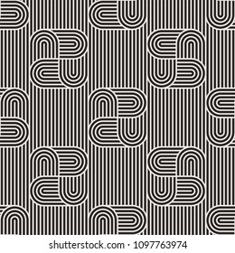 Seamless pattern with geometric stripped shapes. Stylish monochrome texture. Abstract background for textile, wrapper, wallpaper etc