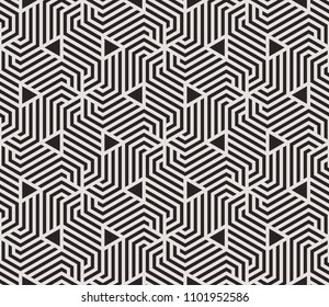 Seamless pattern with geometric stripped shapes. Stylish monochrome texture. Abstract background for textile, wrapper, wallpaper etc