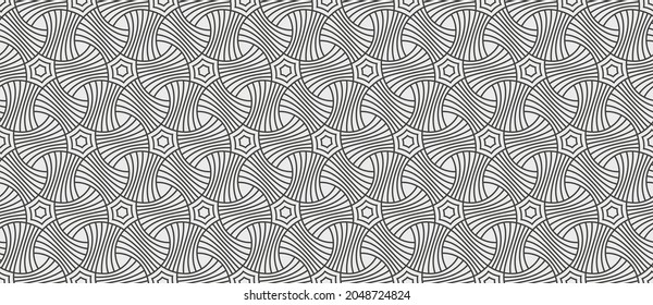 Seamless pattern with geometric stripped tiles. Stylish monochrome texture. Abstract background for textile, fabric and wrapping. Swatch for vector design.