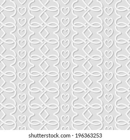 Seamless Pattern Geometric Texture with Smooth Heart Silhouettes. Gray Relief Background