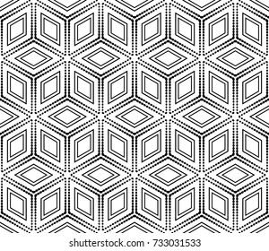 Seamless Pattern. Geometric Textures Cube. Optical Illusion Effect. Vector Illustration.
