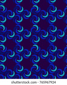 Seamless pattern with geometric pattern from three-dimensional spirals and interlacing of them in the form of large chains.Vector illustration could be used for background, dishes, textile, fabric.