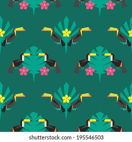 Seamless pattern with geometric toucans 1