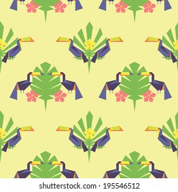 Seamless pattern with geometric toucans 2