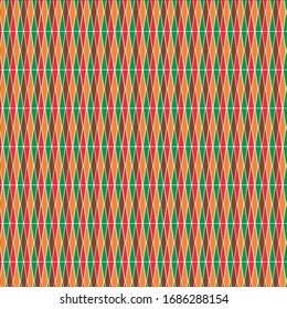 Seamless pattern. Geometric triangle.  Orange, brown, green, red colors. Ethnic style.