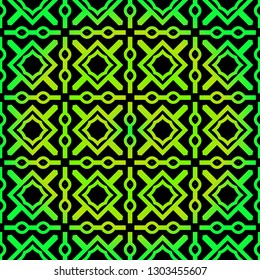 Seamless Pattern With Geometric, Triangle, Zig Zag. Vector Background, Texture. For Design Invitation, Interior Wallpaper, Cover Card, Technologic Design. Green black color.