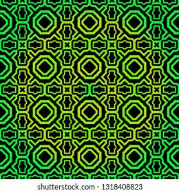Seamless Pattern With Geometric, Triangle, Zig Zag. Vector Background, Texture. For Design Invitation, Interior Wallpaper, Cover Card, Technologic Design. Green black color.