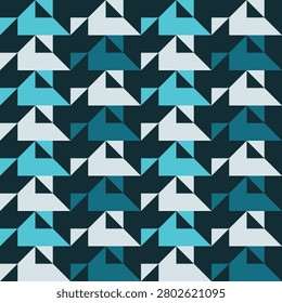 A seamless pattern of geometric triangles in various shades of blue and white