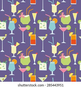 Seamless pattern with geometric tropical cocktails 2