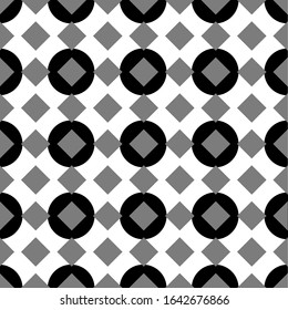 Seamless pattern. Geometric vector background. Rhombuses and circles.