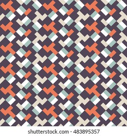 Seamless pattern geometric vintage , retro style background, abstract futuristic shape vector illustration