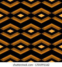 Seamless pattern. Geometric wallpaper. Ethnic motif. Chevrons, curves, diamonds ornament. Figures backdrop. Folk background. Digital paper, textile print, web design, abstract illustration. Vector.