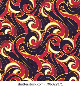 Seamless pattern of geometric waves and curls. Abstract texture.
