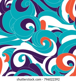 Seamless pattern of geometric waves and curls. Abstract texture.