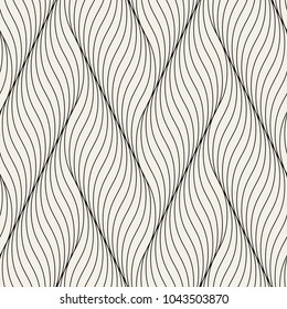 Seamless pattern with geometric waves. Endless stylish texture. Ripple monochrome background.