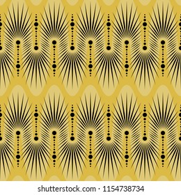 Seamless pattern with geometric waves. Endless stylish texture. Yellow background
