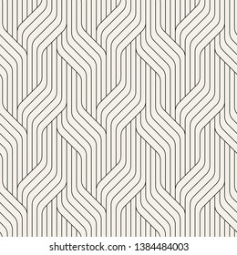 Seamless pattern with geometric waves. Endless stylish texture. Ripple monochrome background.