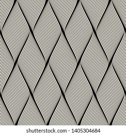 Seamless pattern with geometric waves. Endless stylish texture. Ripple monochrome background.