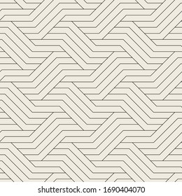 Seamless pattern with geometric waves. Endless stylish texture. Ripple monochrome background. Linear weaved grid. Thin interlaced swatch.