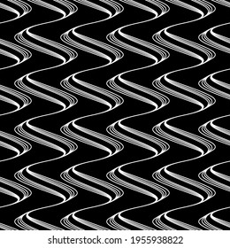 Seamless pattern with geometric waves. Endless stylish texture. Ripple monochrome background.