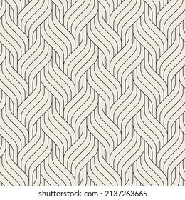 Seamless pattern with geometric waves. Endless stylish texture. Ripple monochrome background. Linear weaved grid. Thin interlaced swatch.