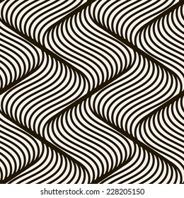 Seamless pattern with geometric waves. Endless stylish texture. Ripple monochrome background